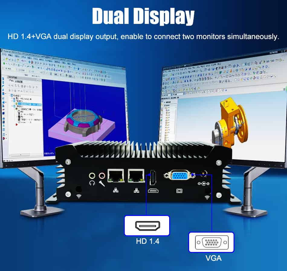 industrial pc with 2 x RJ45 Intel Giga LAN + 2 x DB9 232 COM.embedded SIM card slot onboard for 3G/4G Wi-Fi.