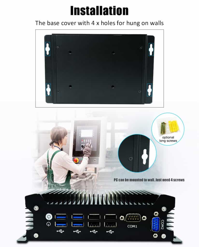 industrial pc with 2 x RJ45 Intel Giga LAN + 2 x DB9 232 COM.embedded SIM card slot onboard for 3G/4G Wi-Fi.