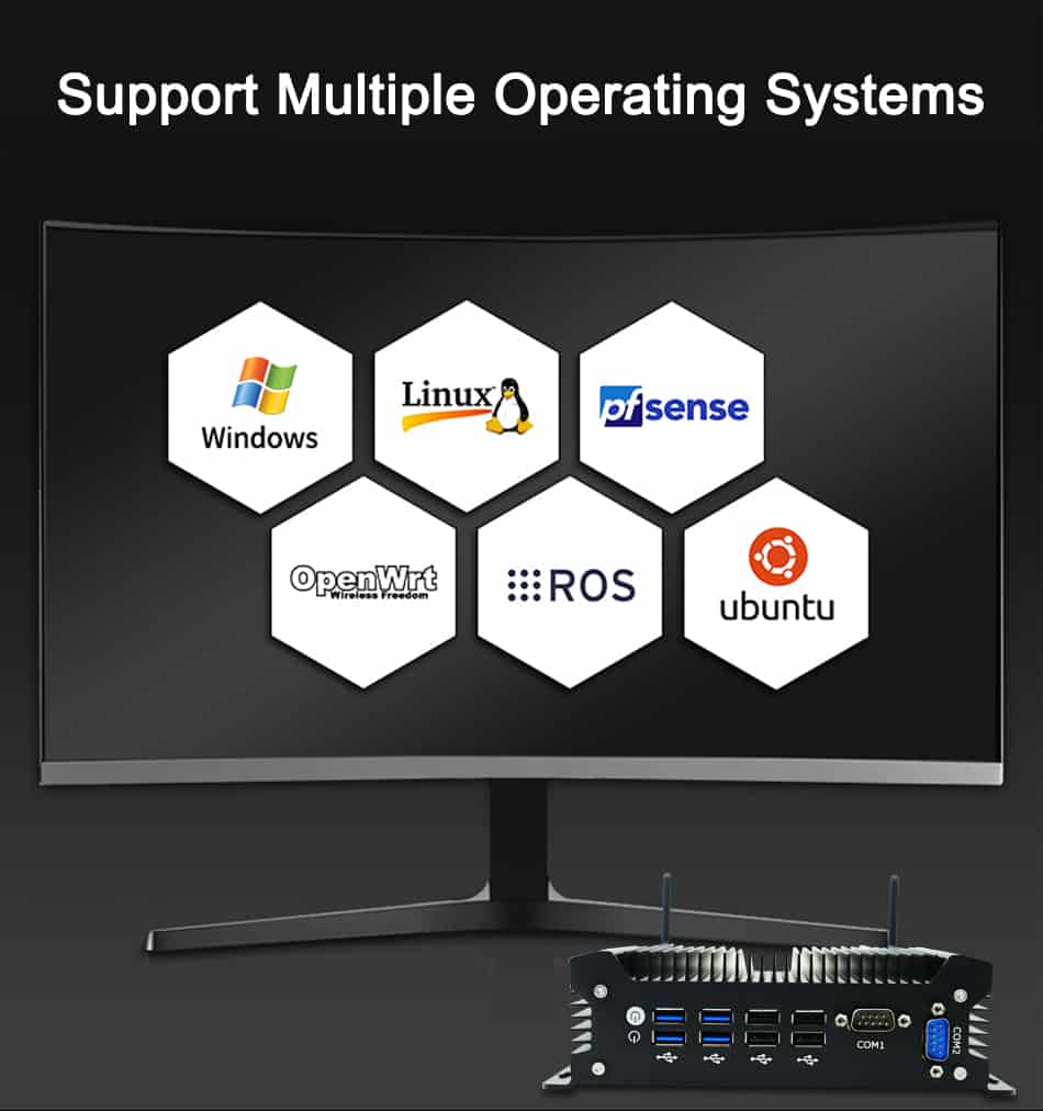 industrial pc with 2 x RJ45 Intel Giga LAN + 2 x DB9 232 COM.embedded SIM card slot onboard for 3G/4G Wi-Fi.