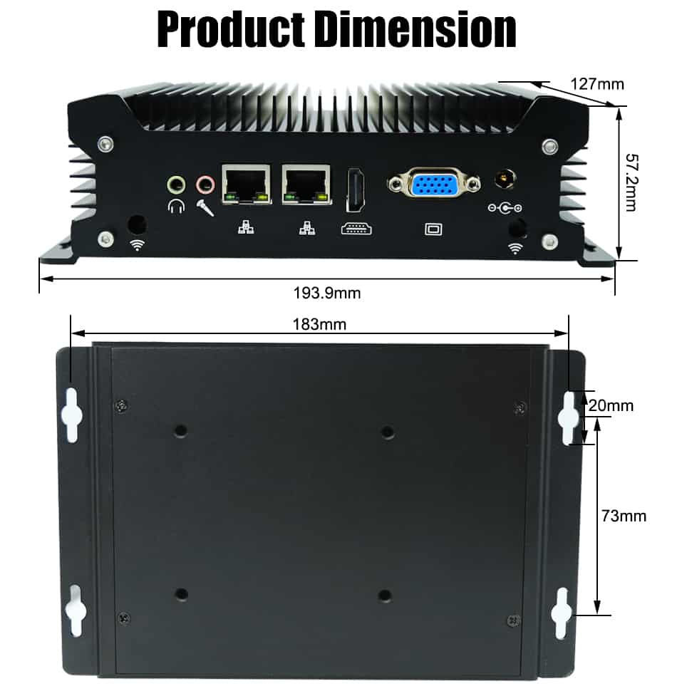 industrial pc with 2 x RJ45 Intel Giga LAN + 2 x DB9 232 COM.embedded SIM card slot onboard for 3G/4G Wi-Fi.