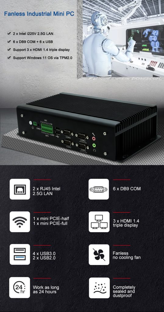 Inustrial Computer GT1300 with External SIM Card slot support SIM Card for 3G/4G Module to get network for some products with hard working environments don't support wifi network
