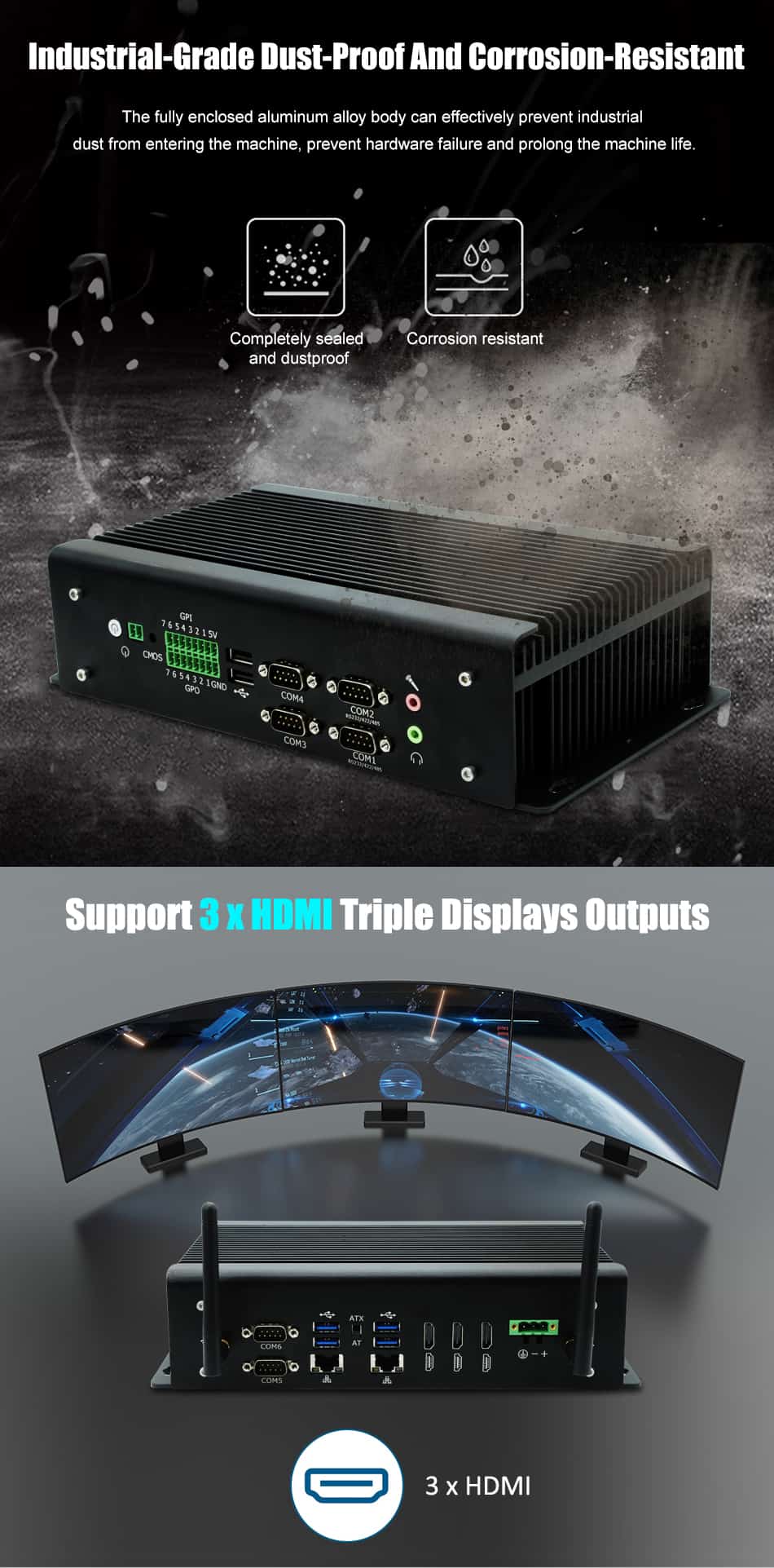Inustrial Computer GT1300 with External SIM Card slot support SIM Card for 3G/4G Module to get network for some products with hard working environments don't support wifi network