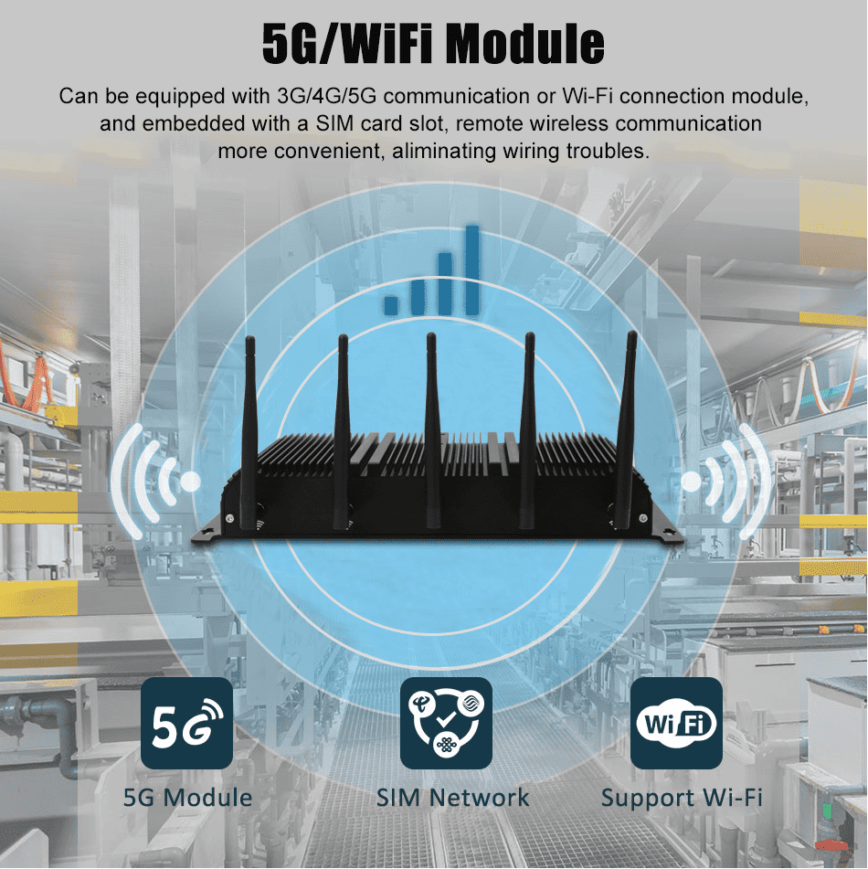 Inustrial Box PC GT1400 RS232 RS485 Dual LAN RJ45 6USB Ports SIM Card slot support SIM Card for 5G Module