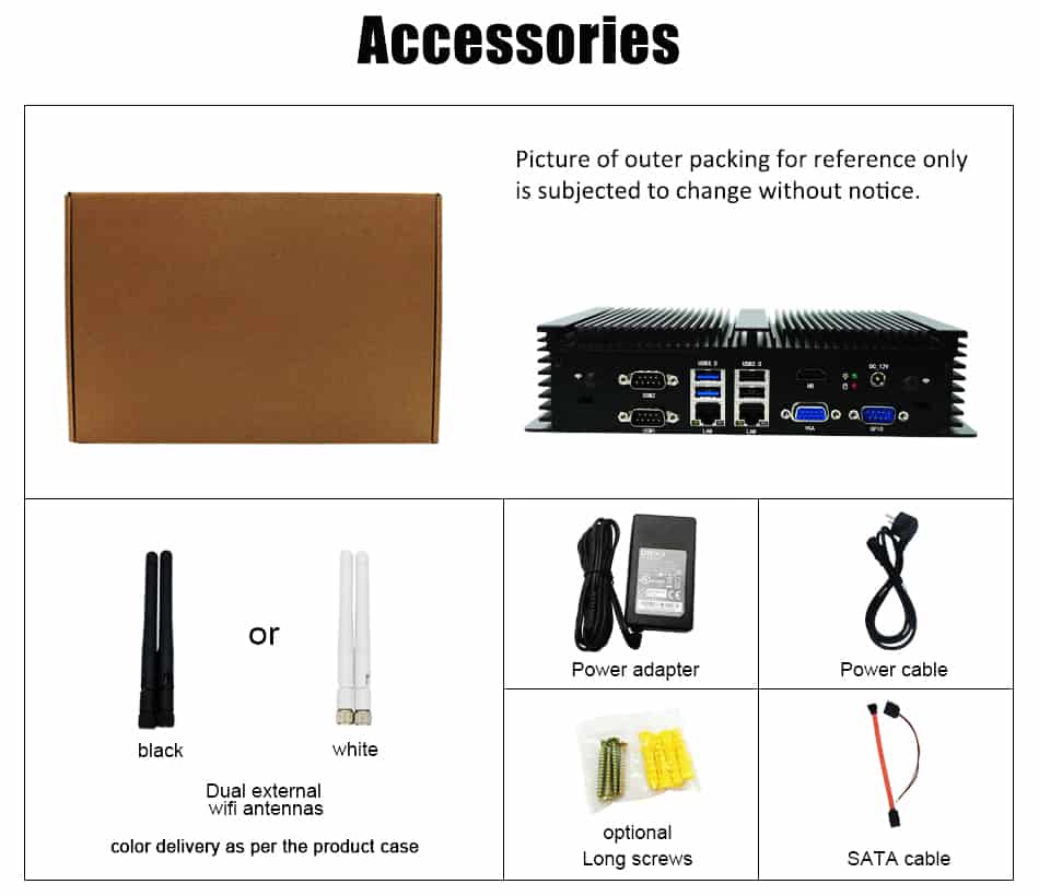 fanless industrial computer with 2gigabit lan port 6COM RS232 8USB HDMI VGA Dual display 12V DC IN Mini Desktop Computer