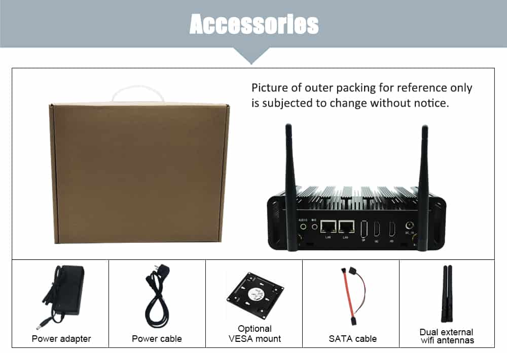 Inustrial Mini Computer GT6000 with 2 RS232 RS485 Dual LAN RJ45 4USB Ports,2HDMI+1DP three display output 