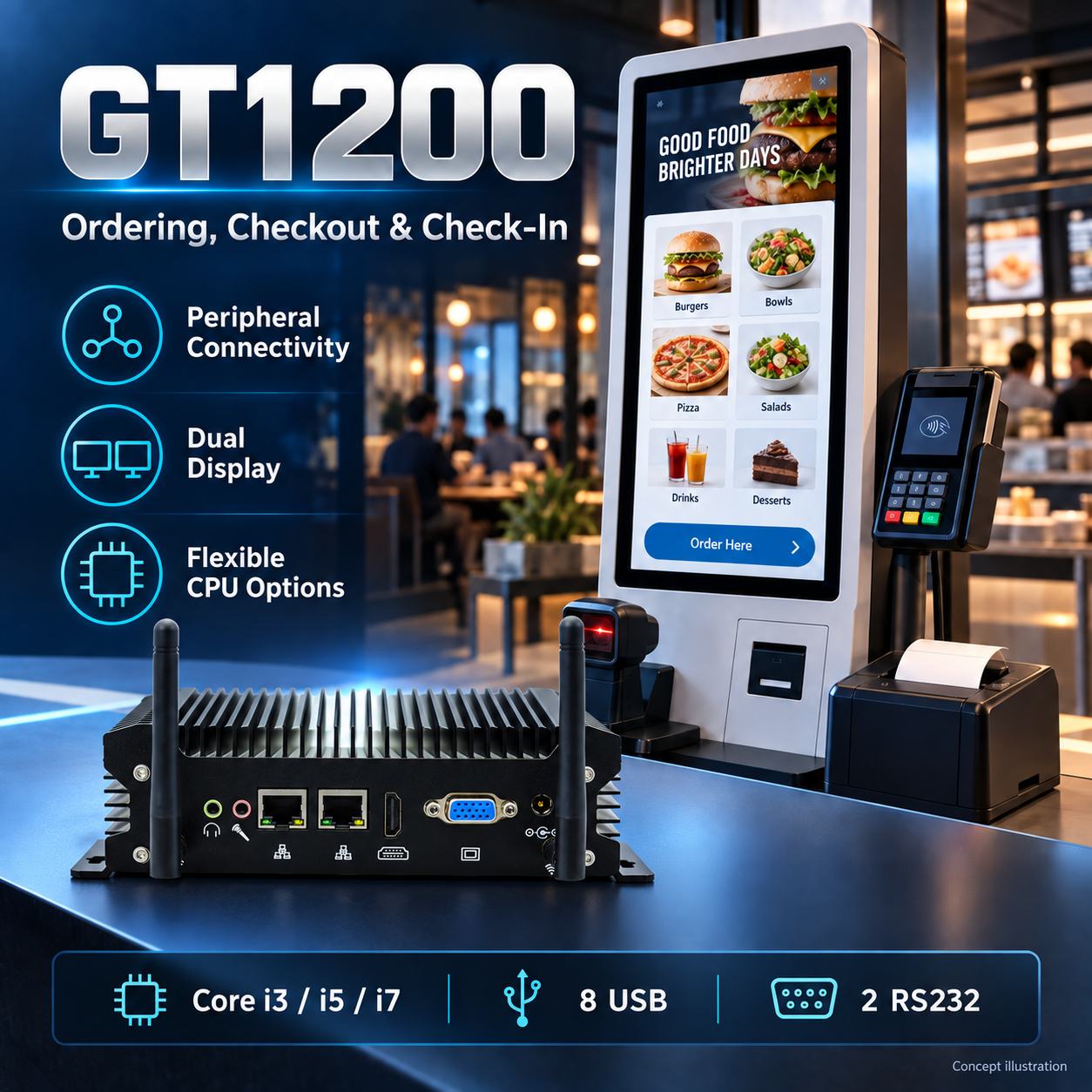 Industrial Pc Gt1200 For Pos Terminal