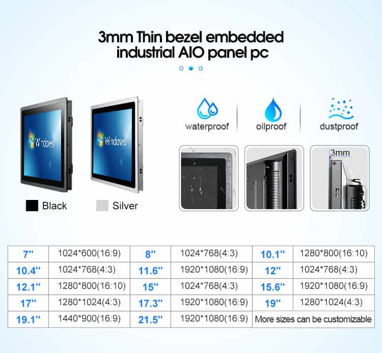 HMI Fanless Industrial Panel PC 10.1Iinch 15inch 15.6inch 17inch 19inch 21.5inch 
