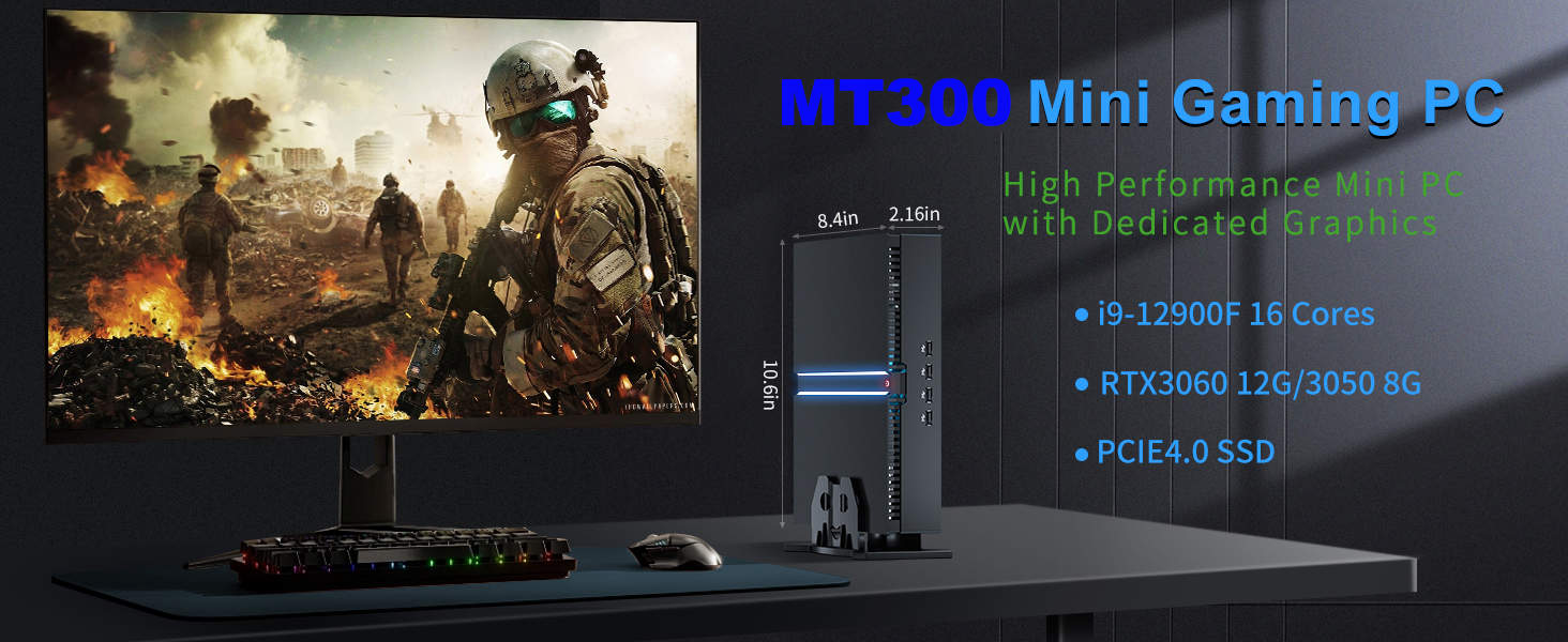 Mini Gaming PC, Desktop Computer with Powerful i9-12900F 16 Cores Upto 5.1GHz