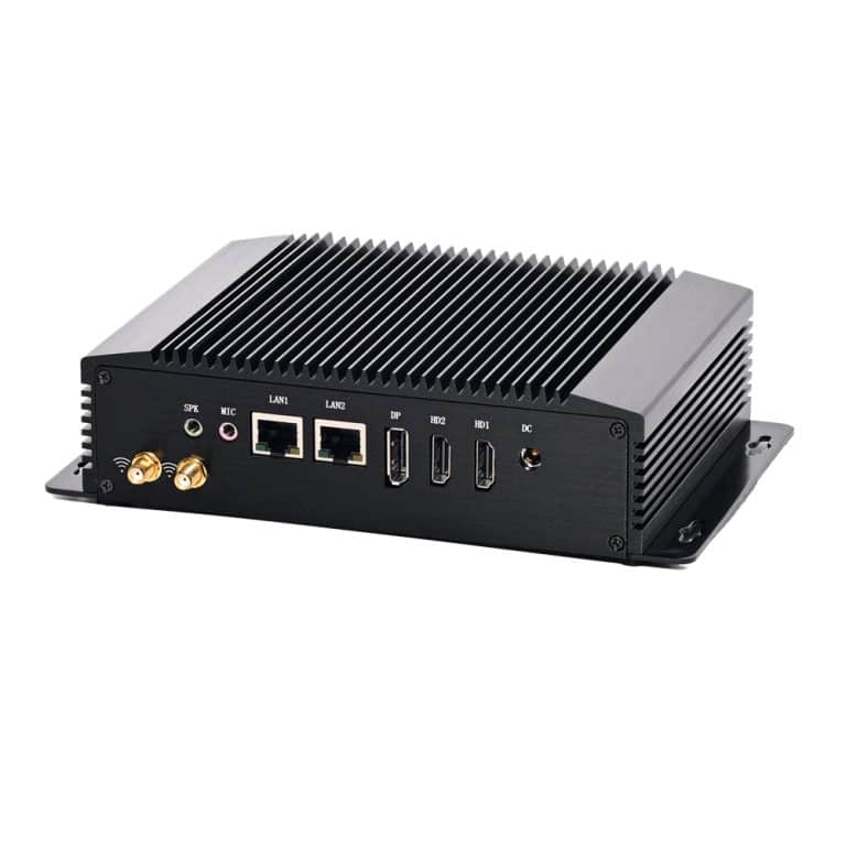 JIERUICC Industrial embedded pc GT1100 With 2LAN,Dual COM RS232,2HDMI 1DP Triple display for digital signage