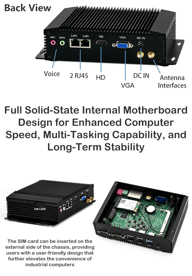 industrial pc with sim card slot support 4g network