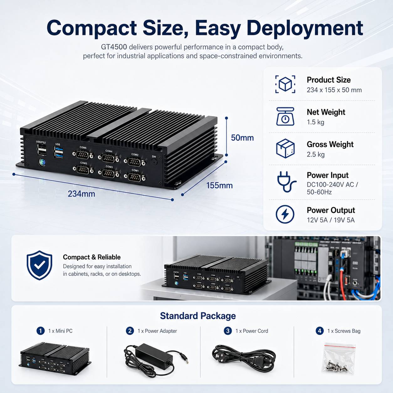 Fanless industrial mini pc