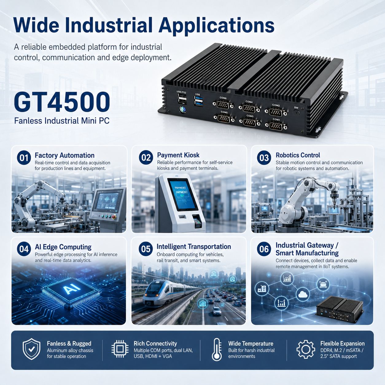 Fanless industrial mini pc