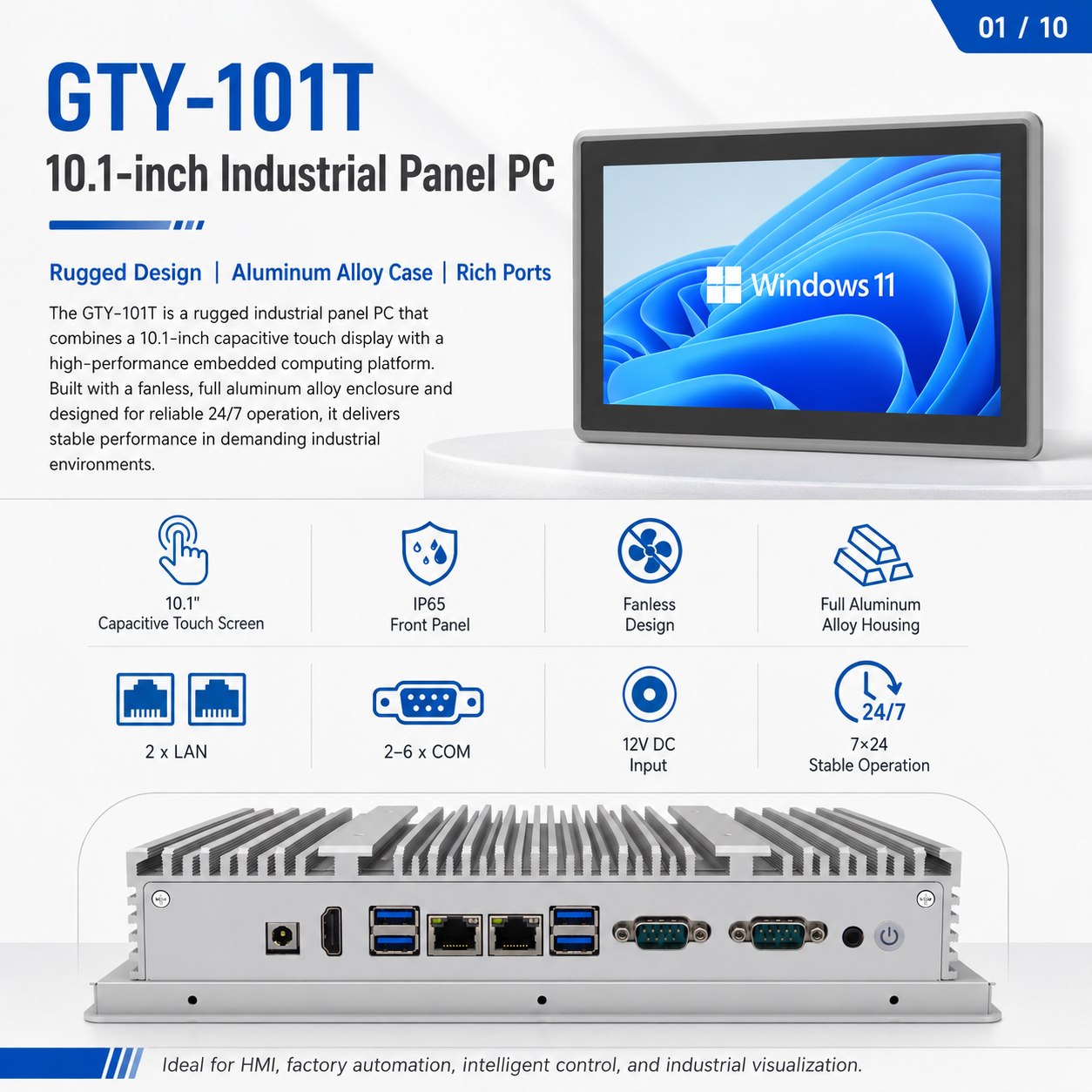 1 10.1inch Industrial Panel Pc Gty 101t