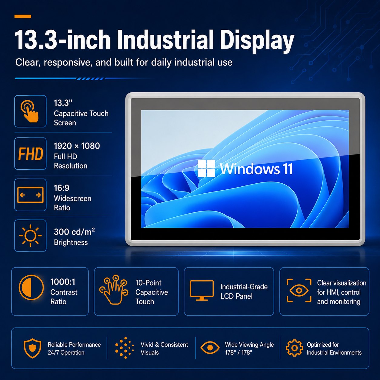 13.3inch embedded panel PC