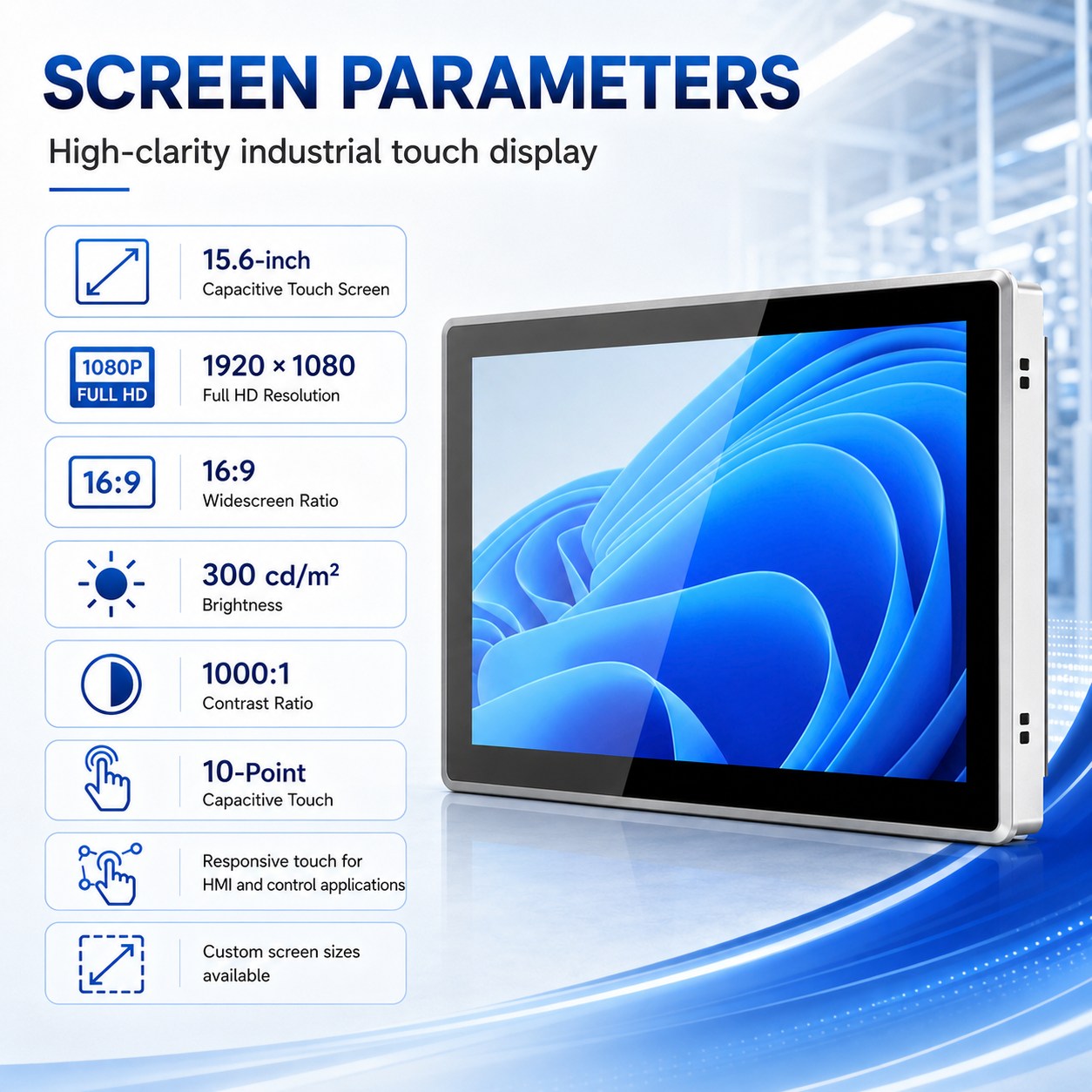 15.6 inch IP65 industrial panel PC 