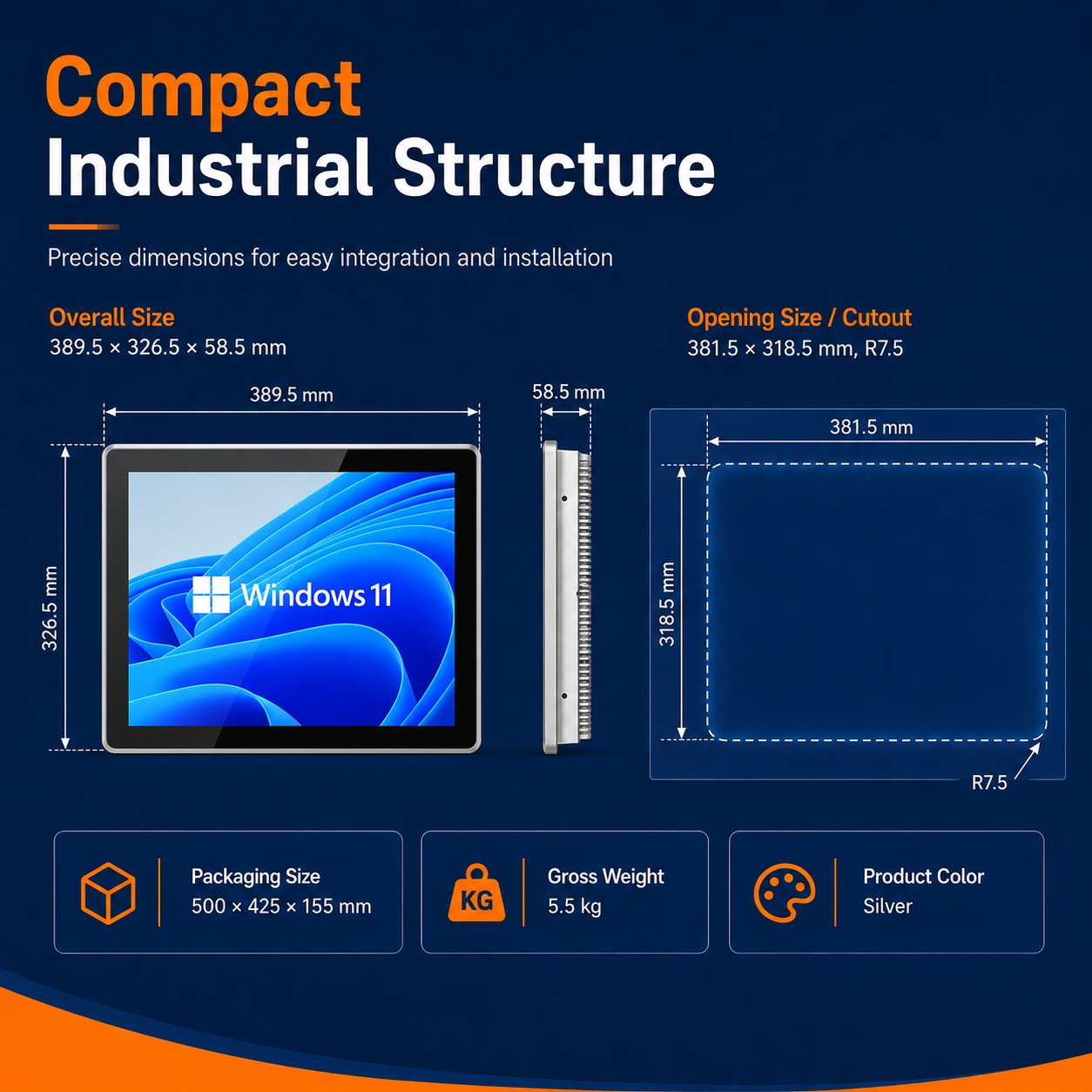  Industrial Panel PC 17 Inch IP65 Capacitive Touchscreen