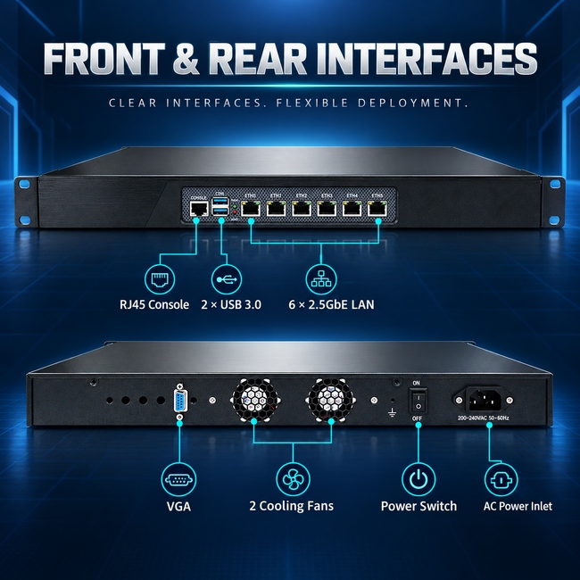 Rackmount Firewall Appliance with 6 × 2.5GbE LAN