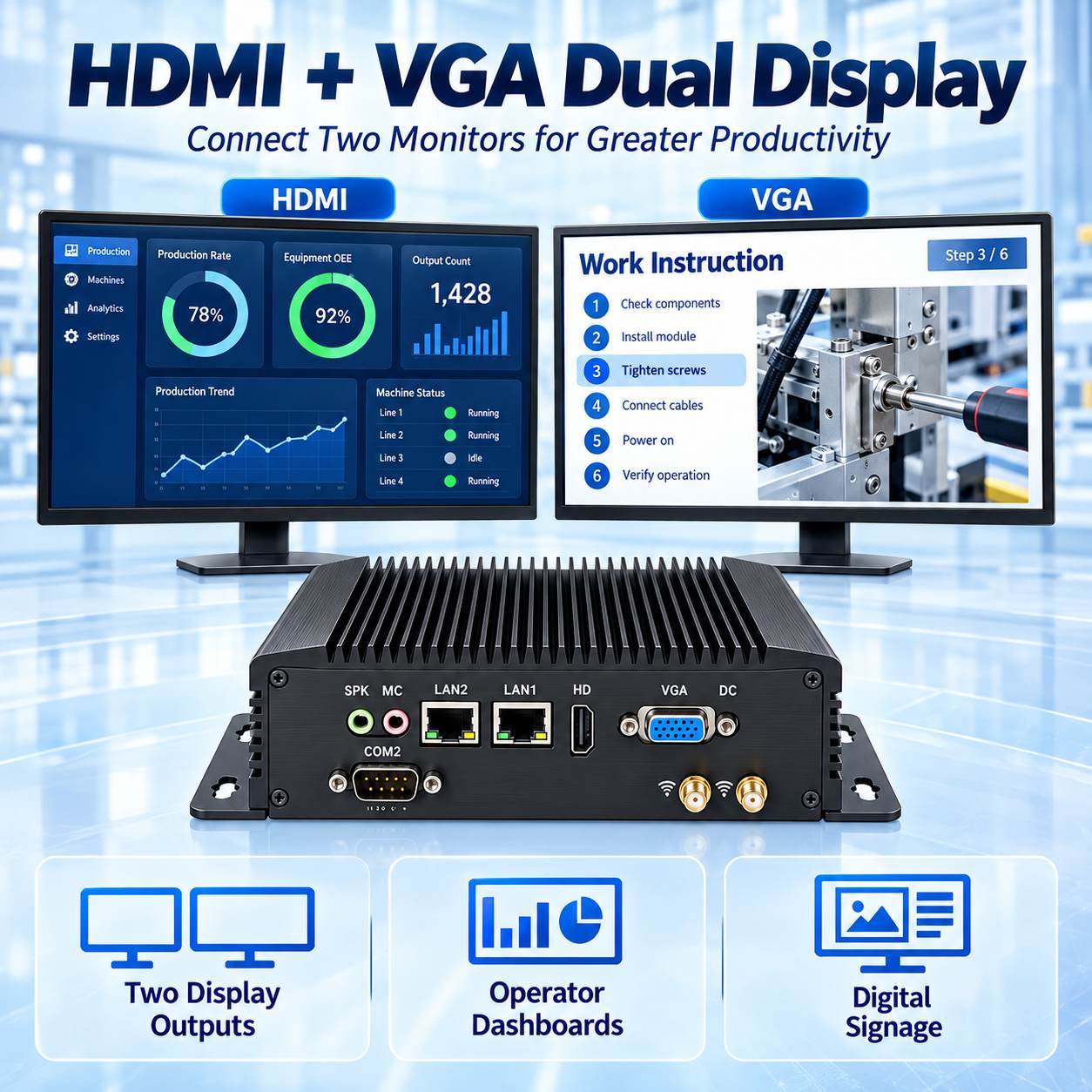  industrial mini PC with dual LAN for kiosk