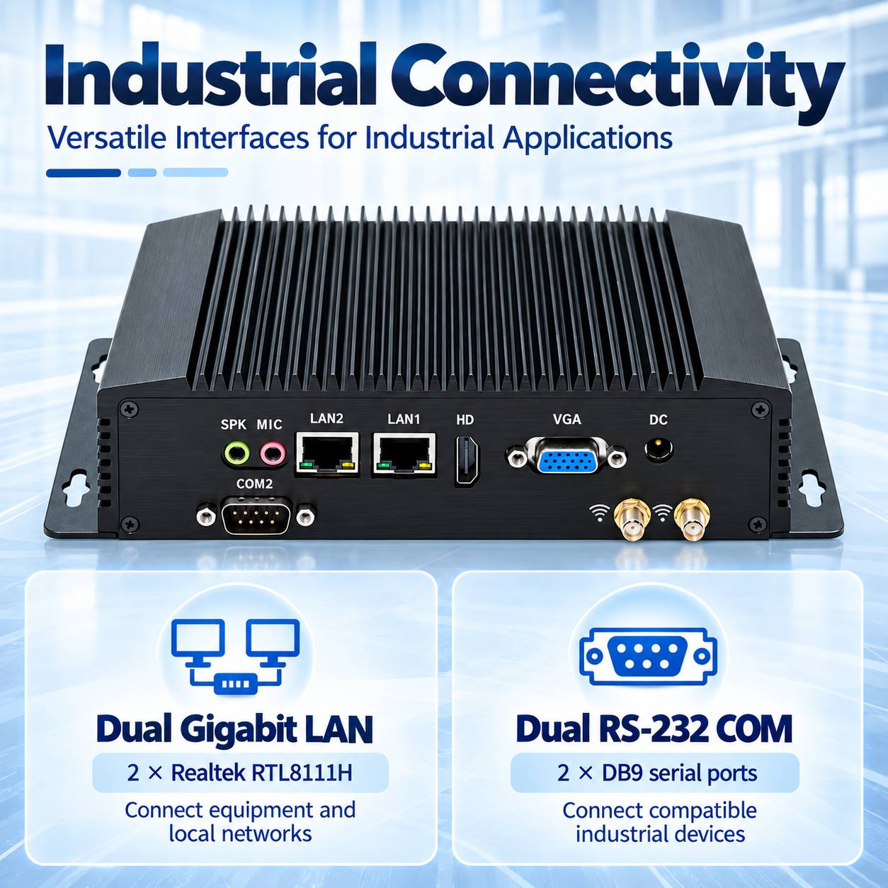  industrial mini PC with dual LAN for kiosk