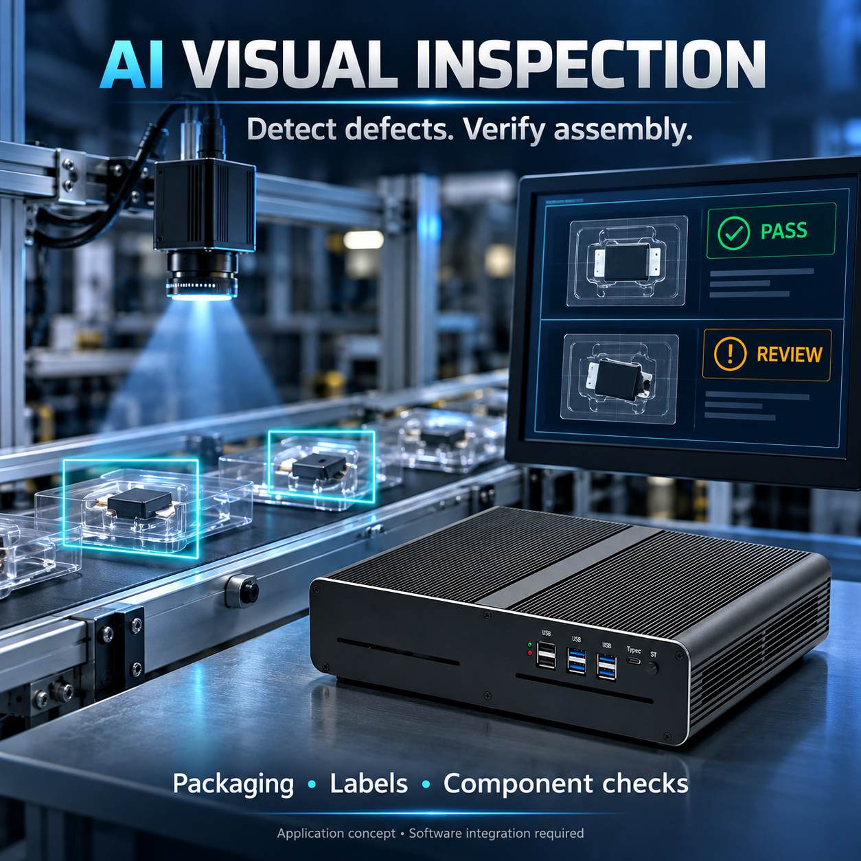 Mini Pc Ht230 For Ai Intelligent Vision Inspection Workstation